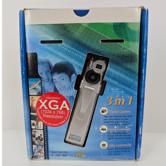 Aiptek VGA PenCam Silver Mini Digital Camera W/Connection Cable & Software - Picture 1 of 7